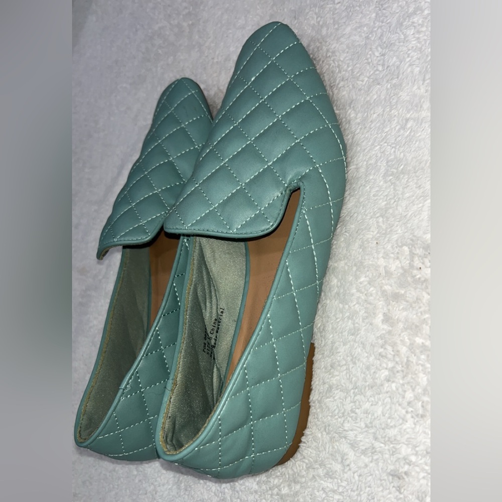 Quilted Slip-On Loafers in Teal